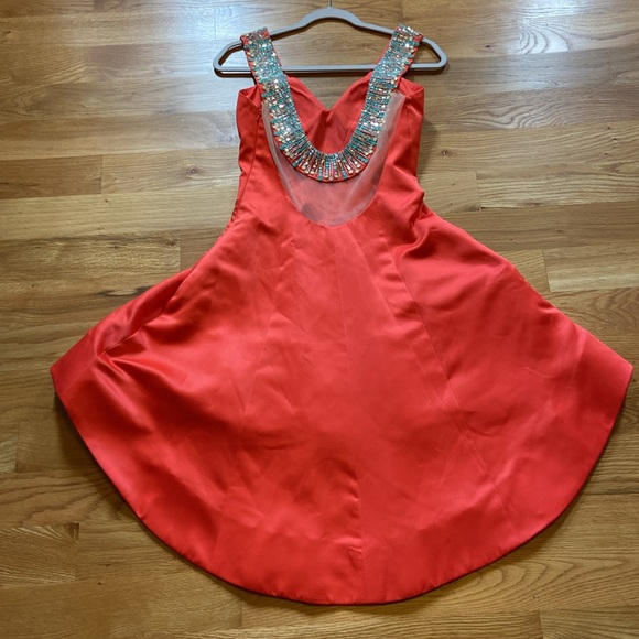 Rachel Allan coral/turquoise high/low dress - Picture 4 of 5